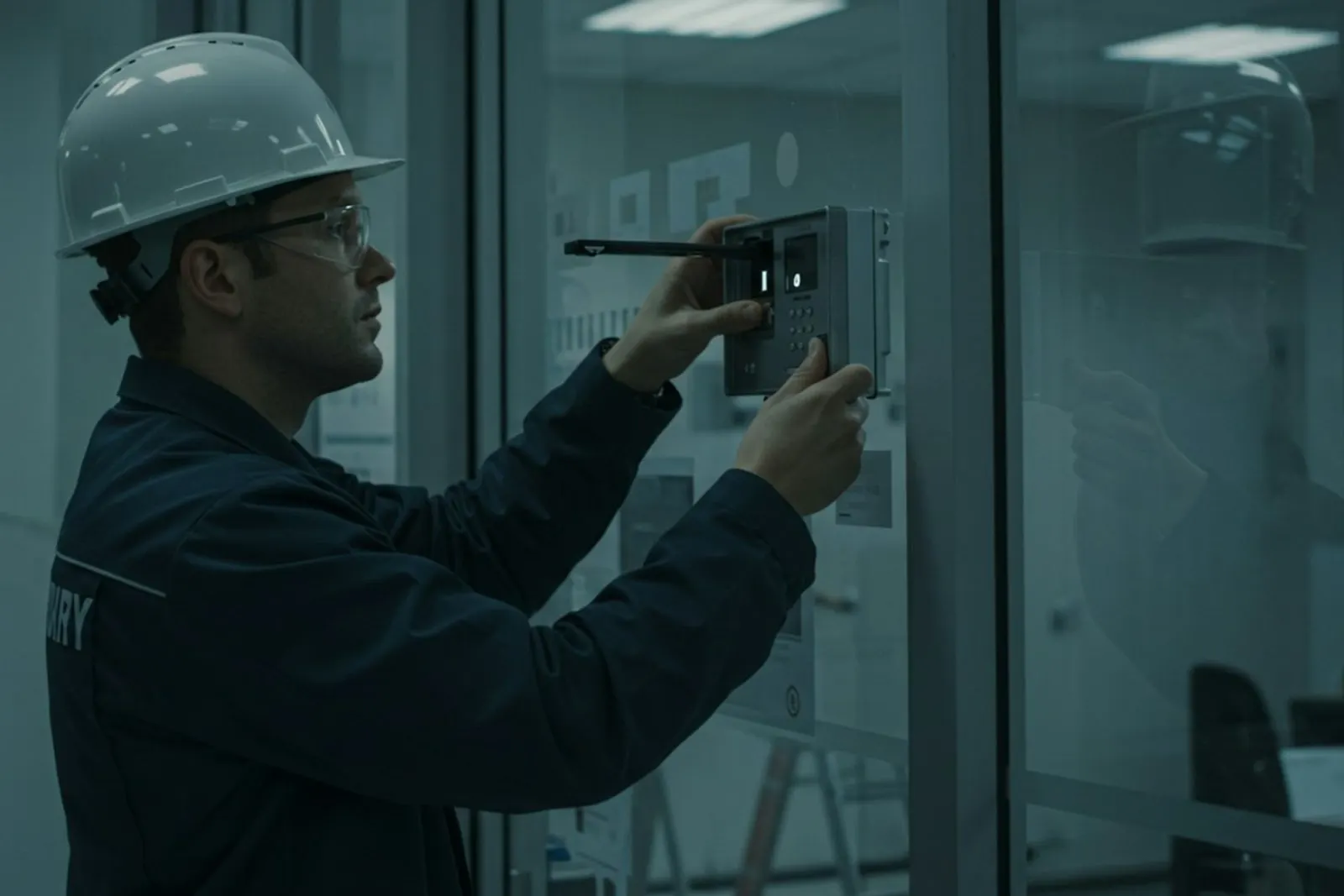 Técnico revisando un equipo instalado